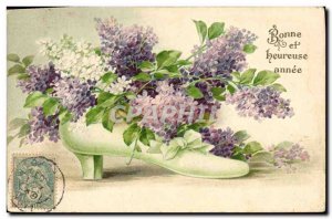 Old Postcard Fantasy Flowers Shoe