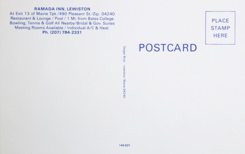 Ramada Inn Lewiston Maine ME Restaurant Lounge Multiview Vintage Postcard D33