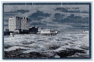 1940 Seawall Beach Playground Southeast Galveston Texas Vintage Antique Postcard