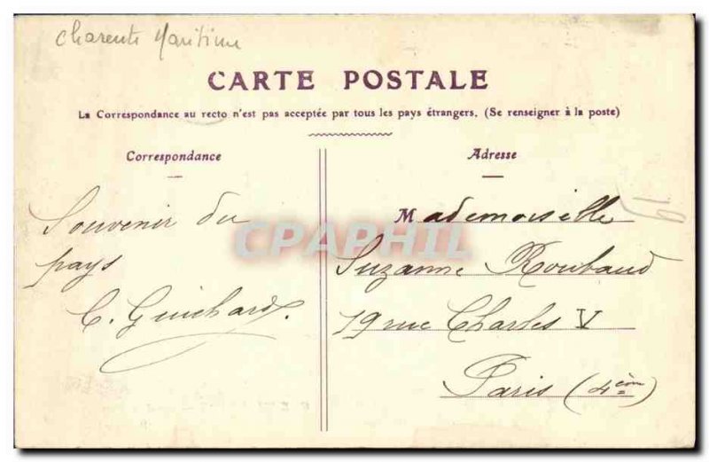 Old Postcard Gue Charraux Canal Bridge