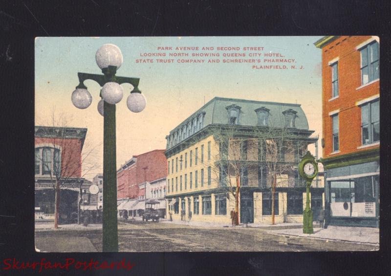 PLAINFIELD NEW JERSEY DOWNTOWN PARK AVENUE STREET SCENE VINTAGE POSTCARD NJ