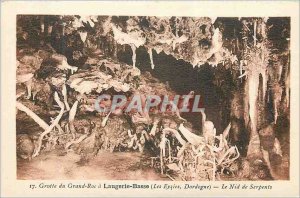 Postcard Old Cave large rock at low Laugerie (eyzies Dordogne) nest of snakes