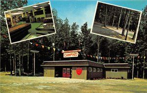 Austinburg Ohio 1960s Postcard Interchange Camp Inns Camping Pool Table