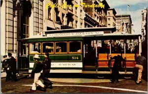 Vtg San Francisco California CA Cable Car on Turntable 1950s Unused Postcard