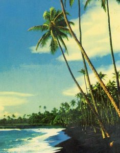 Postcard View of Black Sands Beach in Puna, Hawaii.     Q6