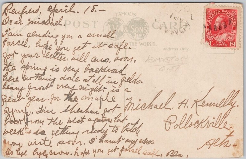 The Snow Shoe Girls Canadian Winter Scenes 1917 Admaston ONT Cancel Postcard H65
