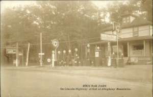 WV Gas Station - Rock Oak Park Lincoln HWY Allegheny Mtns Real Phoito Postcard