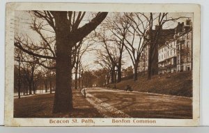 Boston Massachusetts Beacon St Path Boston Common 1909 to Norfolk Postcard Q14