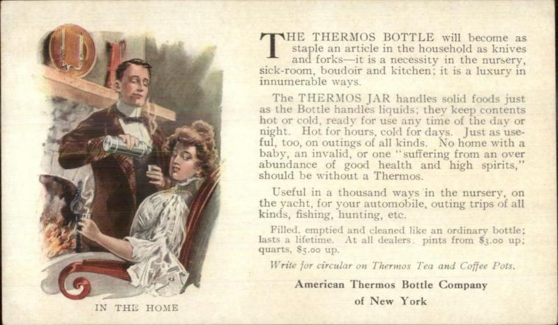 American Thermos Bottle Co New York c1910 Postcard IN THE HOME