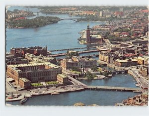 Postcard Utsikt över Stockholm med Slottet och Stadshuset, Stockholm, Sweden