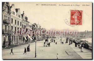 Old Postcard Mers Les Bains De La Promenade Beach