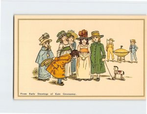 Postcard Greeting Card with Children Comic Art Print