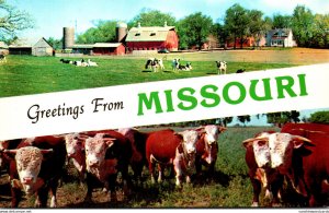 Greetings From Missouri With Farm Scene and Cattle