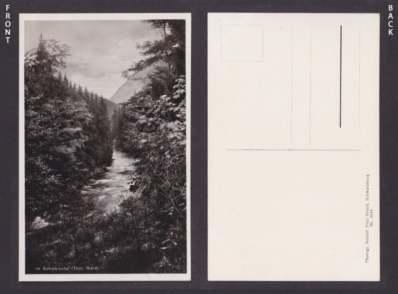 Vintage postcard Schwarzatal river valley Thuringia forest Germany