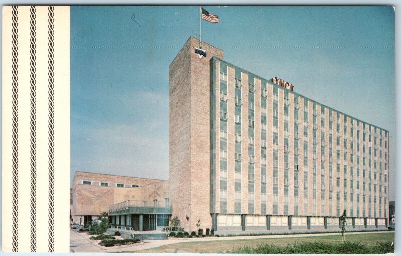 c1970s Des Moines, IA Downtown New YMCA Building Art Illustration Chrome PC A319