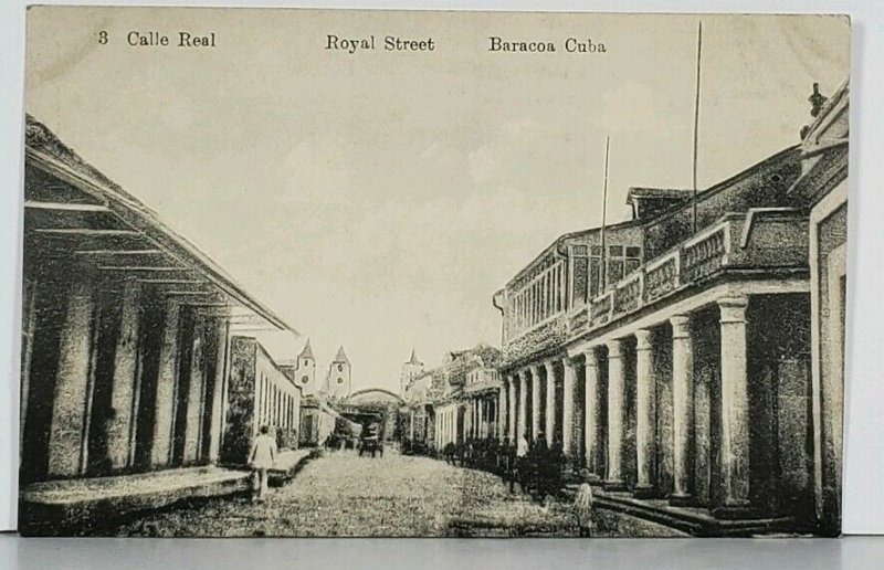 Baracoa Cuba Calle Real Royal Street Antique Postcard K1