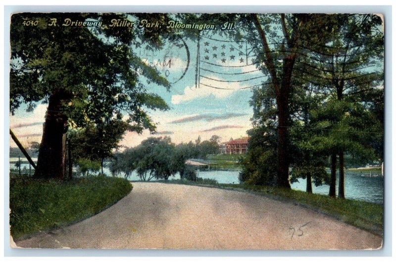 1909 Driveway Miller Park Bloomington Illinois Vintage Antique Posted Postcard