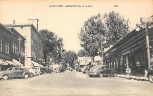 Main Street LIVERMORE FALLS, MAINE Androscoggin County ca 1940s Vintage Postcard