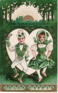 ST PATRICKS DAY  COUPLE DANCING  postcard