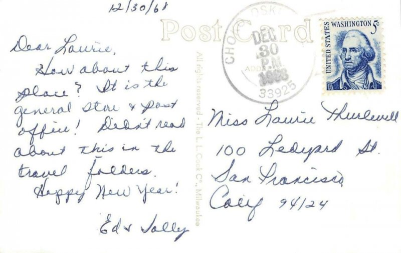 RPPC Smallwood's Store Indian Trading Post Chokoloskee, FL 1968 Vintage Postcard