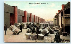 Norfolk Virginia VA Weighing Cotton Vintage Postcard E56