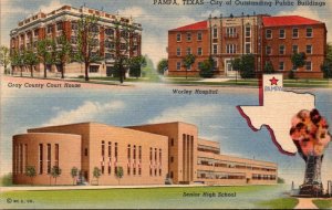 Texas Pampa Gray County Court House Senior High School & Worley Hospital Curt...