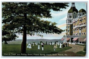 1909 View Of Tower And Putting Green Poland Spring House Poland Maine Postcard