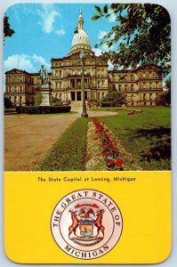 c1950 The State Capitol Building Tower Monument Statue Lansing Michigan Postcard