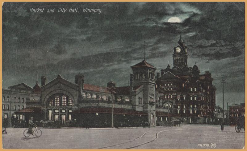 Winnipeg, Manitoba - Market and City Hall at night