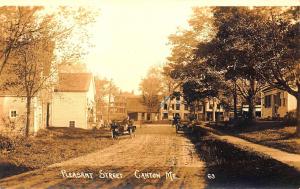 Canton ME Pleasant Street Business District Old Cars RPPC