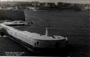 Valetta Malta Spain Fort Ricasoli Lighthouse Real Photo Postcard