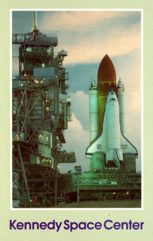 Florida Kennedy Space Center Space Shuttle Atlantis Sits On Pad 39A At Dusk