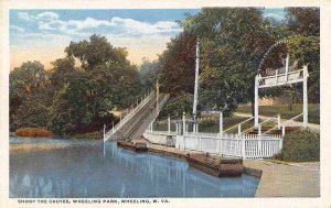 Shooting the Water Chutes Wheeling Park Wheeling West Virginia 1920s postcard