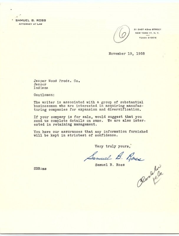 1958 SAMUEL B. ROSS ATTORNEY AT LAW NEW YORK 42nd STREET BUSINESS LETTER Z853