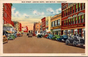 Main Street Looking North New Britain CT c1944 Vintage Postcard S61