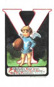 College Cheer Angel With Football Yale University Connecticut Postcard