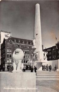 AMSTERDAM NETHERLANDS NATIONAL MONUMENT B/W PHOTO POSTCARD 1957 de byenkorf sign