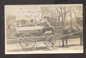 RPPC COLUMBIA MISSOURI MO. VETERINERIAN CHOLERA SERUM WAGON REAL PHOTO POSTCARD