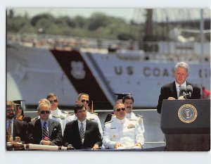 Postcard President Bill Clinton, U.S. Coast Guard Academy, New London, CT