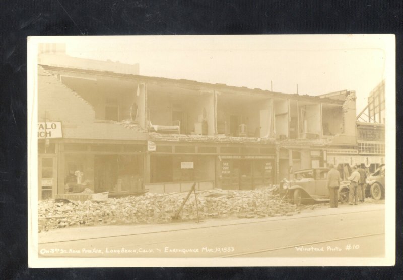 RPPC LONG BEACH CALIFORNIA EARTHQUAKE DAMAGE VINTAGE REAL PHOTO POSTCARD