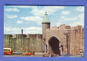 Quebec, Canada Postcard, St John Gate, Old Fortifications, 1960's Cars