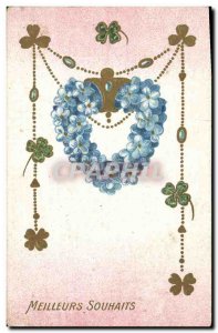 Old Postcard Fantasy Flowers Heart Trefles