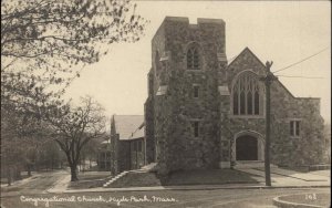 Hyde Park Massachusetts MA Congregational Church Real Photo Vintage Postcard