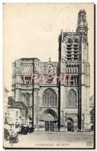 Old Postcard Cathedral Of Sens