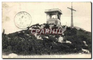 Old Postcard Lourdes Pic du Jer The Observatory and the Cross