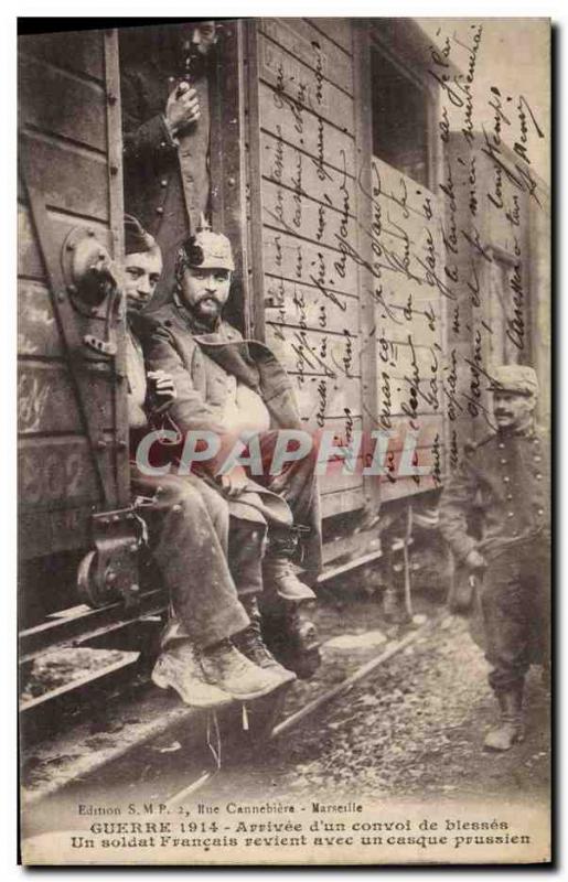 Old Postcard Arrival of Army & # 39un wounded convoy A French soldier returns...