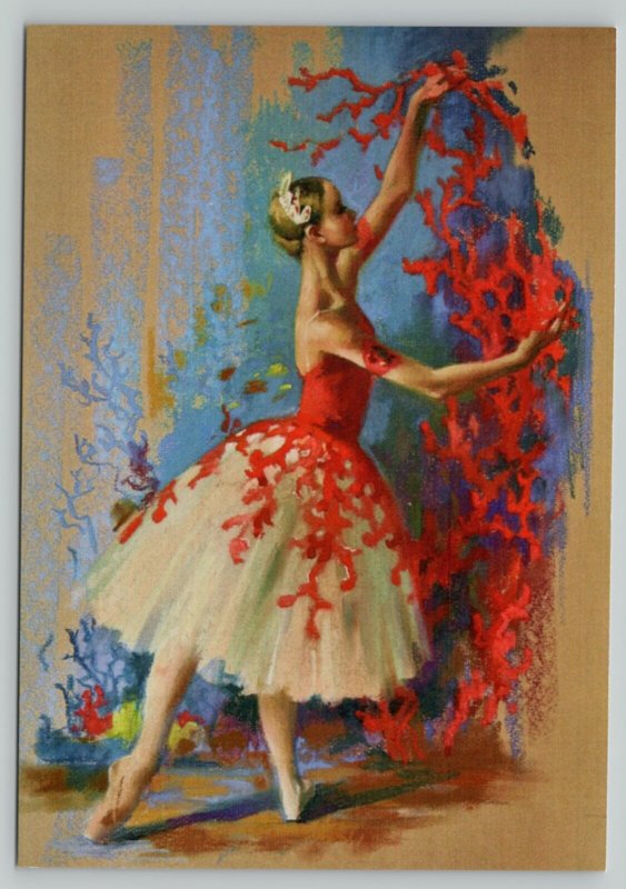 Girl Ballerina Ballet Dance Coral costume Russian Modern Postcard