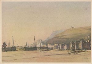 Hastings Early Morning Boats ET Holding Watercolour Sussex Postcard