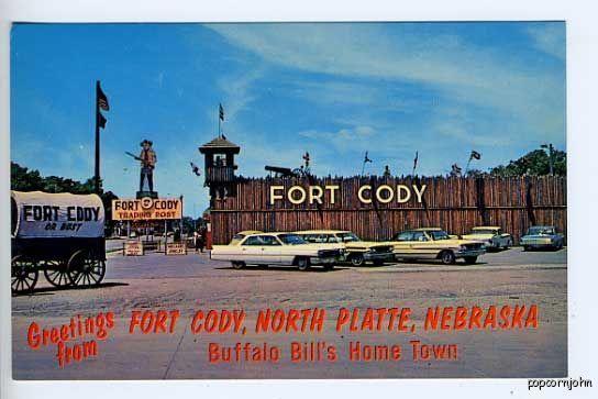 North Platte NE Fort Cody US 30 Old Cars Postcard