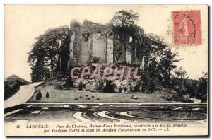 Postcard Ancient Ruins Langeais Parc Du Chateau D & # 39A Fortress